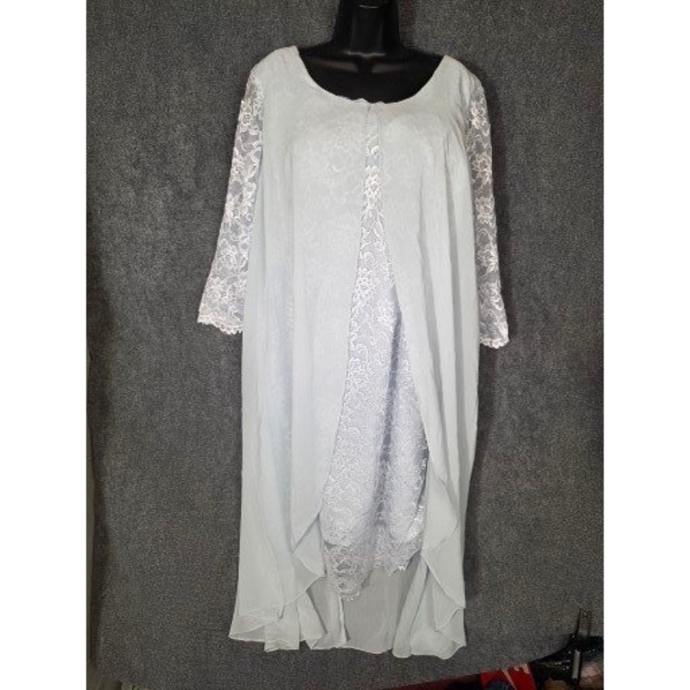 LanTing Bride TS Couture Light Blue Lace Chiffon Layered Evening Gown Designer